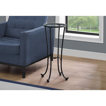 Monarch Specialties Accent Table - Hammered Black Metal With Tempered Glass I 3332